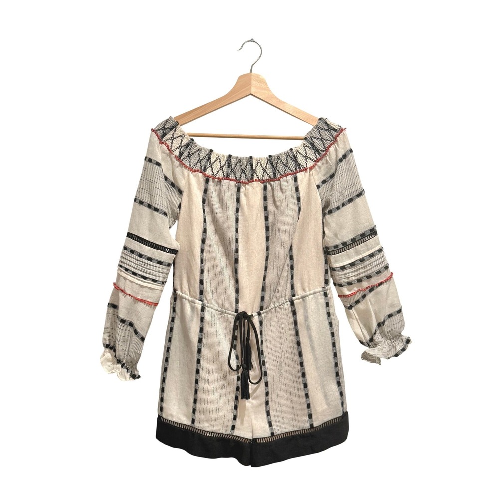 Hei Hei Anthropologie Off the Shoulder Striped Romper XS
